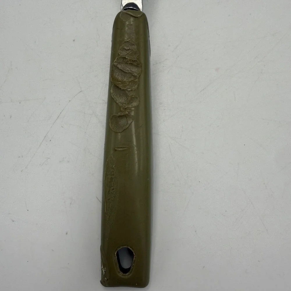 Vintage EKCO Spatula Chromium Plated Slotted Turner USA Olive Green Handle 11.5